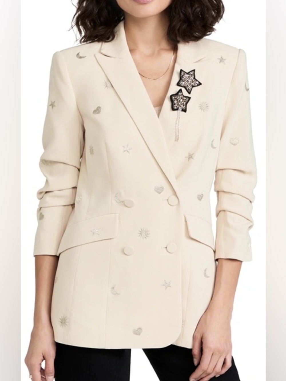 CINQ À SEPT Hearts And Stars Lila Blazer Pale Star Multi Cream Metallic 0 $595